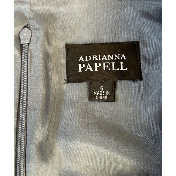 Adrianna Papell Blue Iridescent Ruffle Collar Midi Dress Size 6 Wedding Guest - Picture 12 of 12